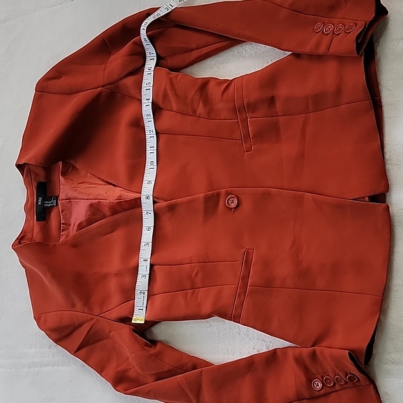 🪵 BURNT ORANGE BROWN SIENNA CARMEL RUST SNATCHED FOREVER 21 BLAZER - Picture 5 of 8